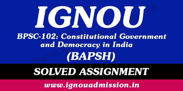 IGNOU BPSC 102 Solved Assignment