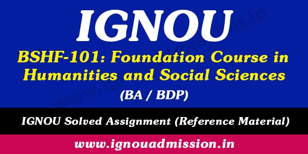 IGNOU BSHF 101 Solved Assignment