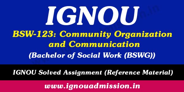 IGNOU BSW 123 Solved Assignment