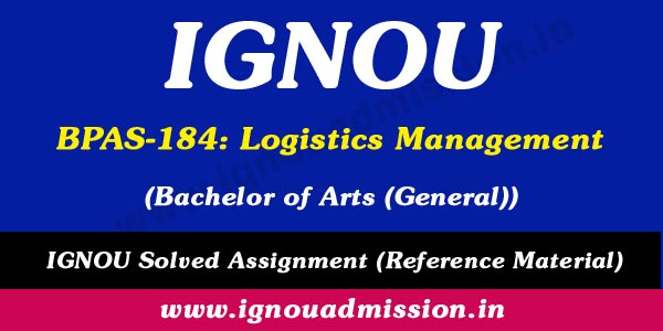 IGNOU BPAS 184 Solved Assignment