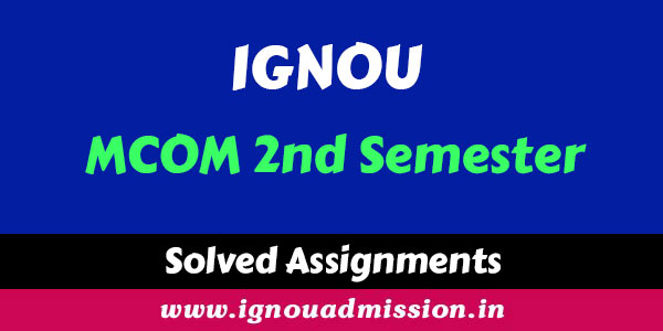 ignou solved assignment mcom 2nd year