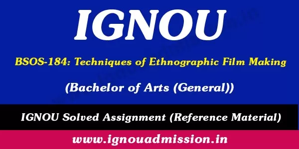 IGNOU BSOS 184 Solved Assignment