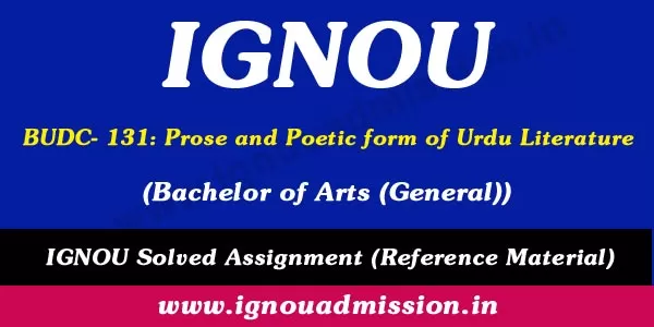 IGNOU BUDC 131 Solved Assignment