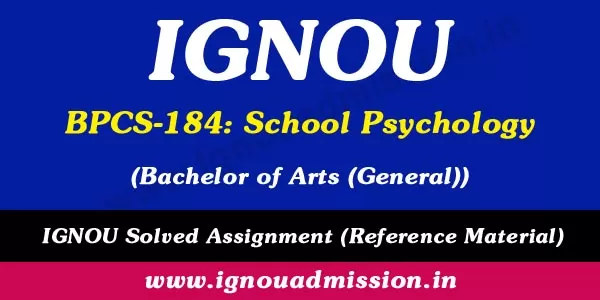 IGNOU BPCS 184 Solved Assignment